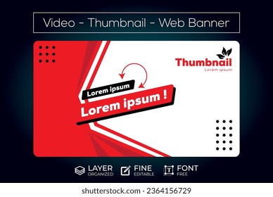 Video web Banner Thumbnail template Design simple vector editable 