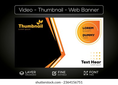 Video web Banner Thumbnail template Design simple vector editable 