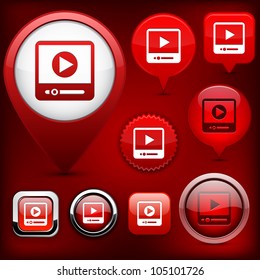 Video web buttons for website or app. Vector eps10.