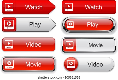 Video web buttons for website or app. Vector eps10.