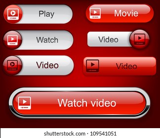 Video web buttons for website or app. Vector eps10.