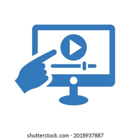 Video, web, classes icon. Blue color design.