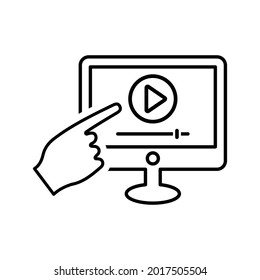 Video, web, classes outline icon. Line art vector.