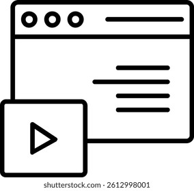 Video Web Line Vector Icon Design