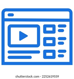 Video web page thin line icon. Web page with video player. Promotion, advertising in video.