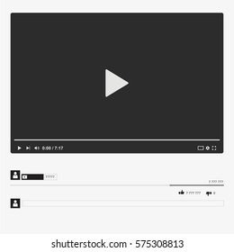 Video web player with comments. Flat vector illustration