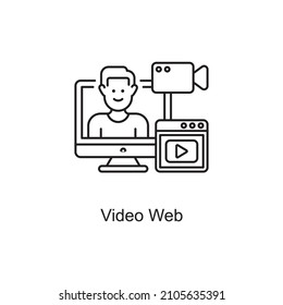 Video Web vector Outline Icon Design illustration. Educational Technology Symbol on White background EPS 10 File
