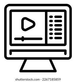 Video webinar icon outline vector. Training seminar. Learn online