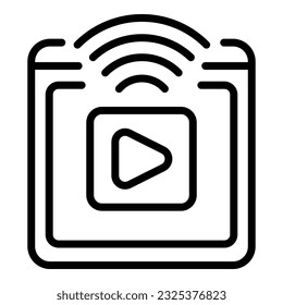 Vector de contorno de icono del webinar de vídeo. Grupo en línea. Pantalla comercial