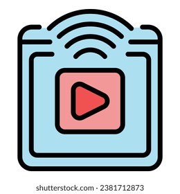 Video webinar icon outline vector. Online group. Business screen color flat