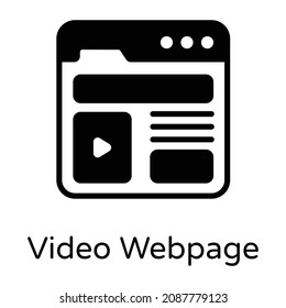 Video Webpage Icon In Glyph Style 