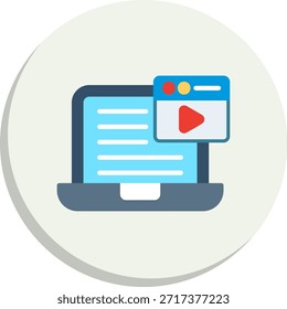 Video Icono de estilo de círculo plano de Sitio web
