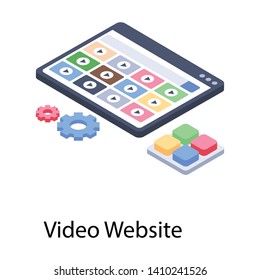 
Video website in isometric icon design
