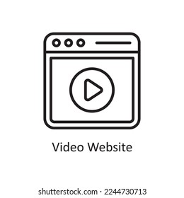 Video Website Vector Outline Icon Design illustration. Business And Data Management Symbol on White background EPS 10 File