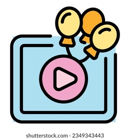 Video wedding icon outline vector. Event ceremony. Planner special color flat