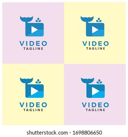 Plantilla de diseño del logotipo de la ballena de vídeo  