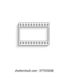video - white vector icon  with shadow