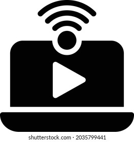 icono plano de glifo vectorial WIFI de vídeo