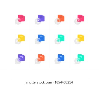 Videocall icon. Chat, message, microphone, turn camera, conference and other. Editable Stroke