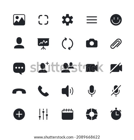 Videocall icon flat style set isolate on white background. UI interface video call. Vector 10 eps Stock photo © 