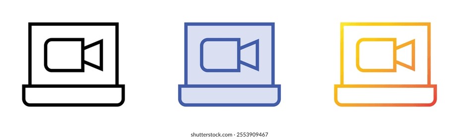 videocall icon. Linear, Blue Fill and Gradient Style Design Isolated On White Background