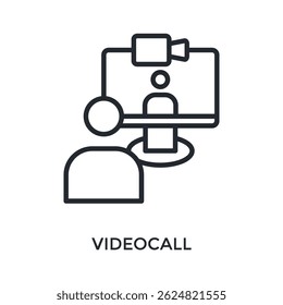 Estilo de contorno de icono de videollamada. Ilustración vectorial Para El Diseño gráfico