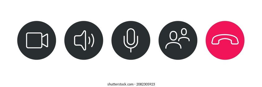 Juego de iconos para aplicaciones, webinar en línea de negocios, conferencia de aprendizaje. Vector 10 eps