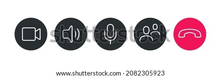 Videocall icon set for app, online business webinar, learning conference. Vector 10 eps