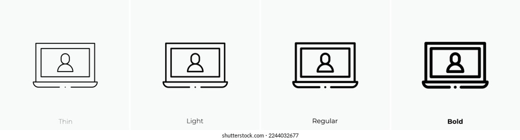 videocall icon. Thin, Light Regular And Bold style design isolated on white background