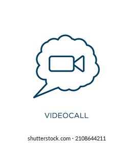 icono de videocall. Icono de contorno de vídeo lineal delgado aislado en fondo blanco. Señal de vídeo de vector de línea, símbolo para web y móvil
