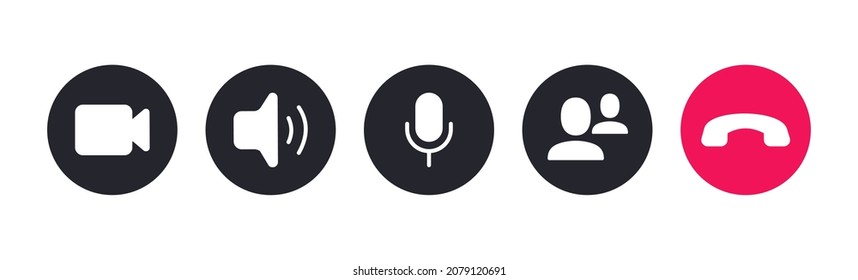 Videocall icon vector set for app, online business webinar, learning conference. 10 eps