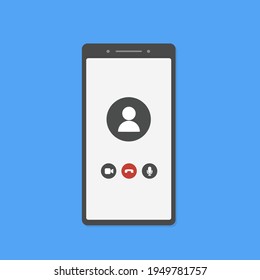 Videocall interface on smartphone. Online webinar or video conference screen ui. Vector concept video chat