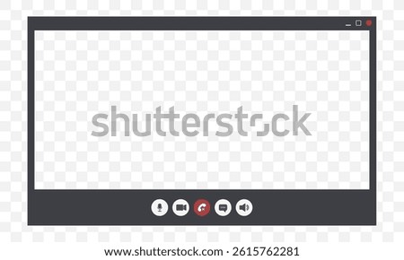 Videocall Interface template. Conference meeting mockup. Background of video chat screen for teleconferences. Vector Illustration in flat style.