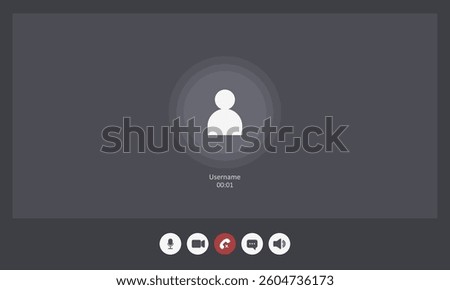 Videocall Interface template. Video conference mockup for laptop application with chat buttons. Vector Illustration in flat style.