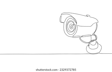 Videocam, concept video surveillance home security silhouette vector. One line continuous vector line art outline illustration. Isolated on white background.