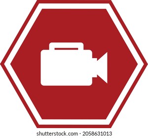 Videocam icon with hexagonal background simple sign vector