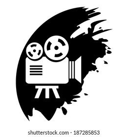 Videocamera. Black blot. Vector illustration.