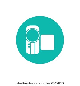 Diseño de iconos de estilo de bloque Videocamera, Comunicación de tecnología digital, redes sociales, Internet y el tema del dispositivo Ilustración vectorial