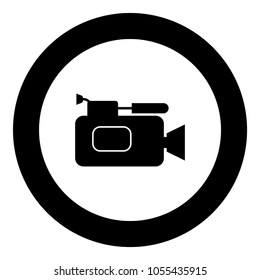 Videocamera icon black color in circle