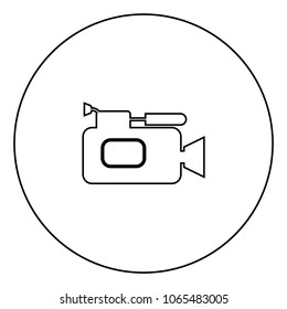 Videocamera icon black color in circle