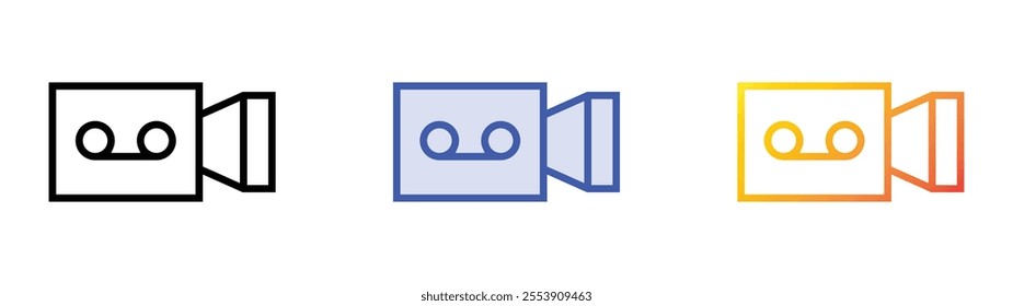 videocamera icon. Linear, Blue Fill and Gradient Style Design Isolated On White Background