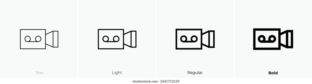 videocamera icon. Thin, Light Regular And Bold style design isolated on white background