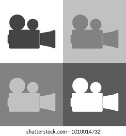 Videocamera image. Vector icon set camcorder  on white-grey-black color. 