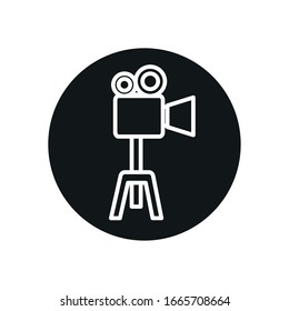 videocamera line block style icon design, media film technology equipment movie digital camcorder cinema and studio theme Vector illustration