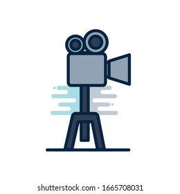 videocamera line fill block style icon design, media film technology equipment movie digital camcorder cinema and studio theme Vector illustration