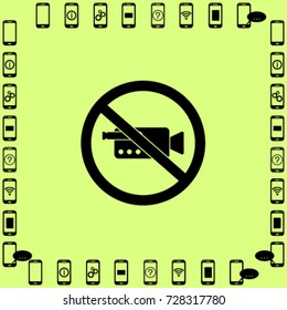 Videocamera prohibition sign vector icon