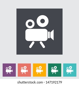 Videocamera. Single flat icon. Vector illustration.