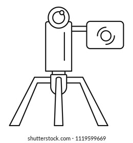 Videocamera stand icon. Outline videocamera stand vector icon for web design isolated on white background