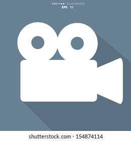 Video-camera web icon, flat design