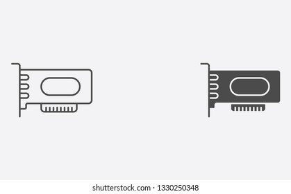 Videocard outline and filled vector icon sign symbol